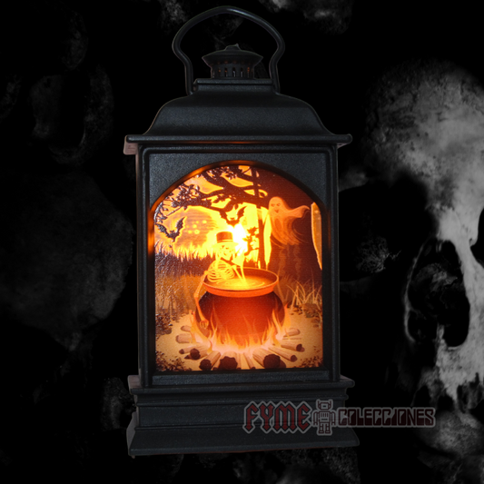 Mini Farol Rectangular Diseño Caldero Bruja