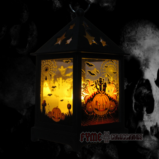Mini Farol Cuadrado Diseño Calabaza
